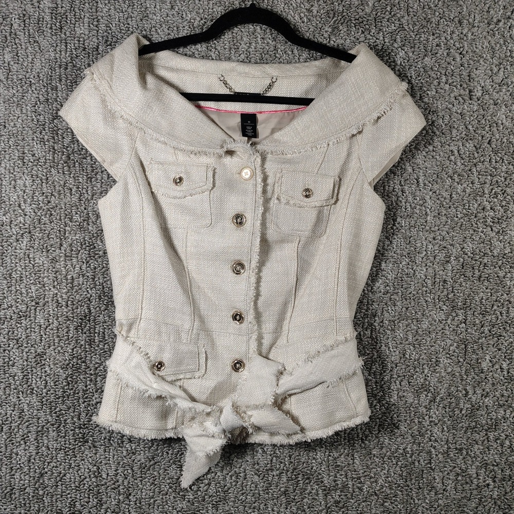 White House Black Market Portrait Collar Jacket Cream Old Money Women 10